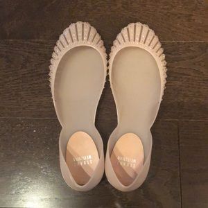Stuart Weitzman Nude Jelly Flats With Crystals